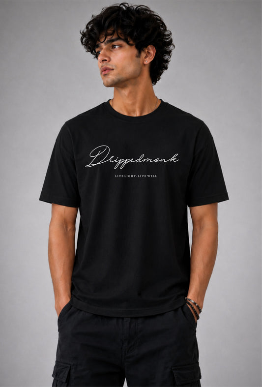 Drippedmonk Signature Unisex regular-Fit Tee - Black