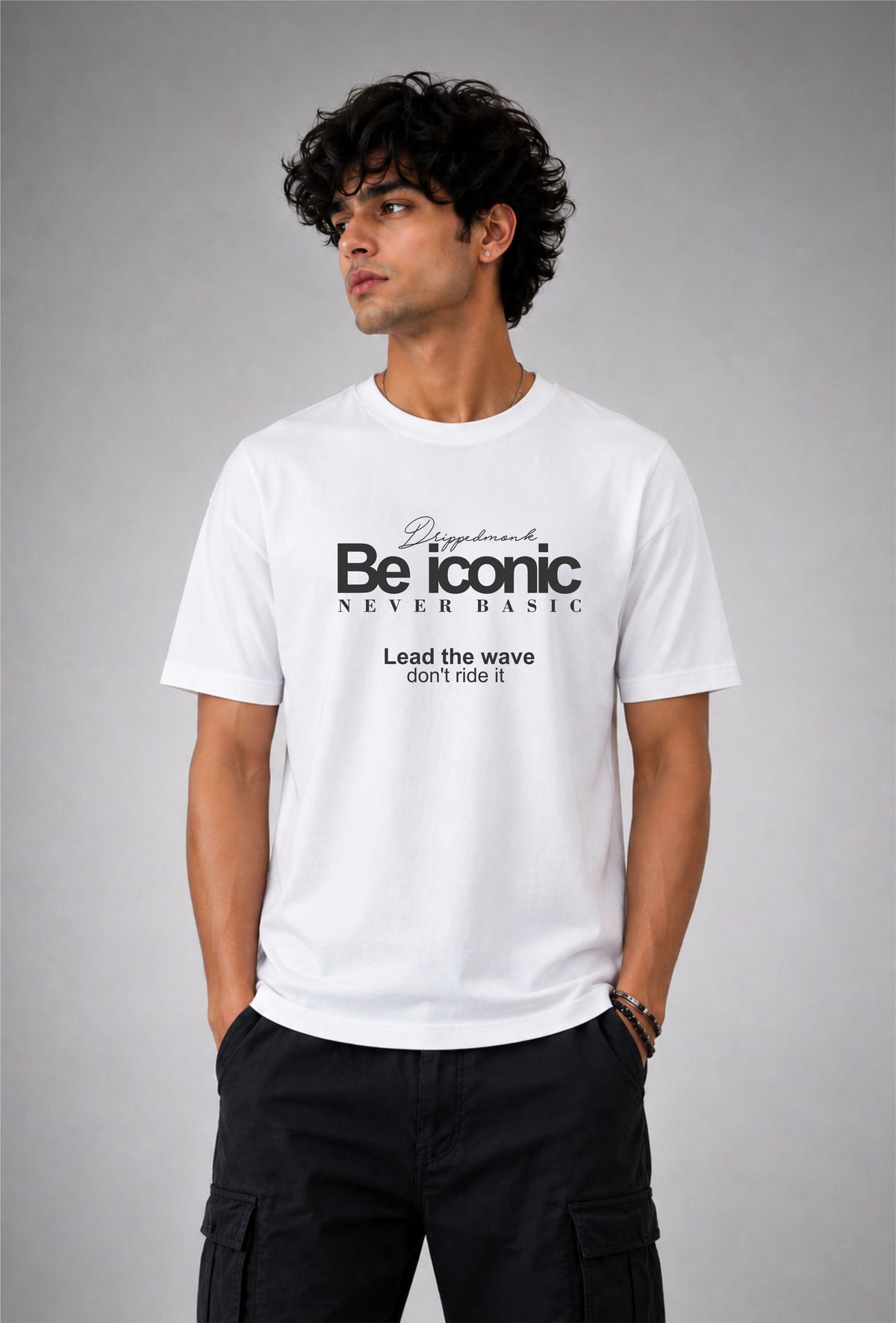 Be iconic Unisex Regular Fit Tee - White/Black