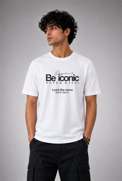 Be iconic Unisex Regular Fit Tee - White/Black