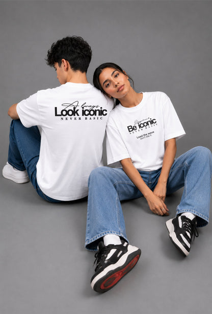 Be iconic Unisex Regular Fit Tee - White/Black