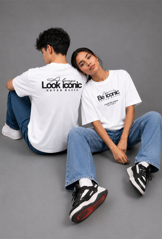 Be iconic Unisex Regular Fit Tee - White/Black