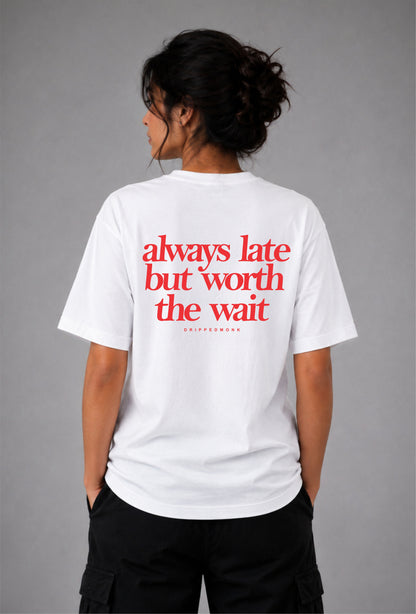 Worth the wait Unisex Regular Fit Tee - White / Red