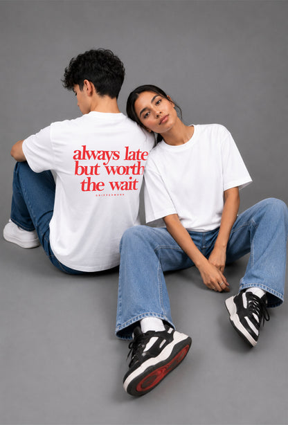 Worth the wait Unisex Regular Fit Tee - White / Red