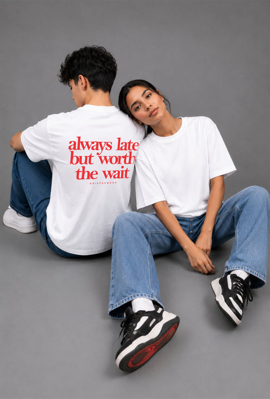 Worth the wait Unisex Regular Fit Tee - White / Red