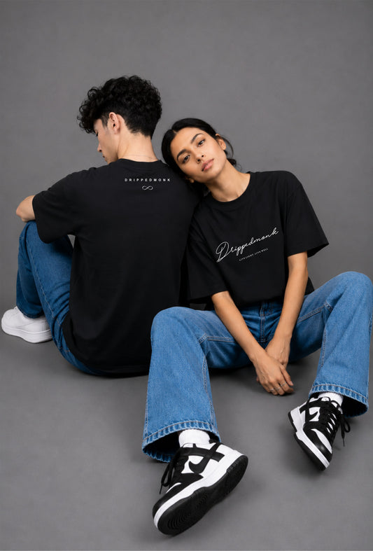 Drippedmonk Signature Unisex regular-Fit Tee - Black