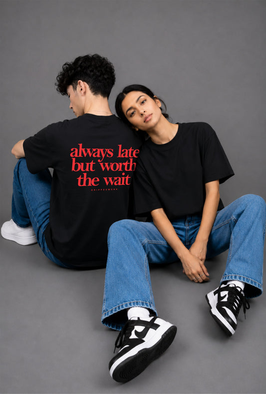 Worth the wait Unisex Regular Fit Tee - Black / Red