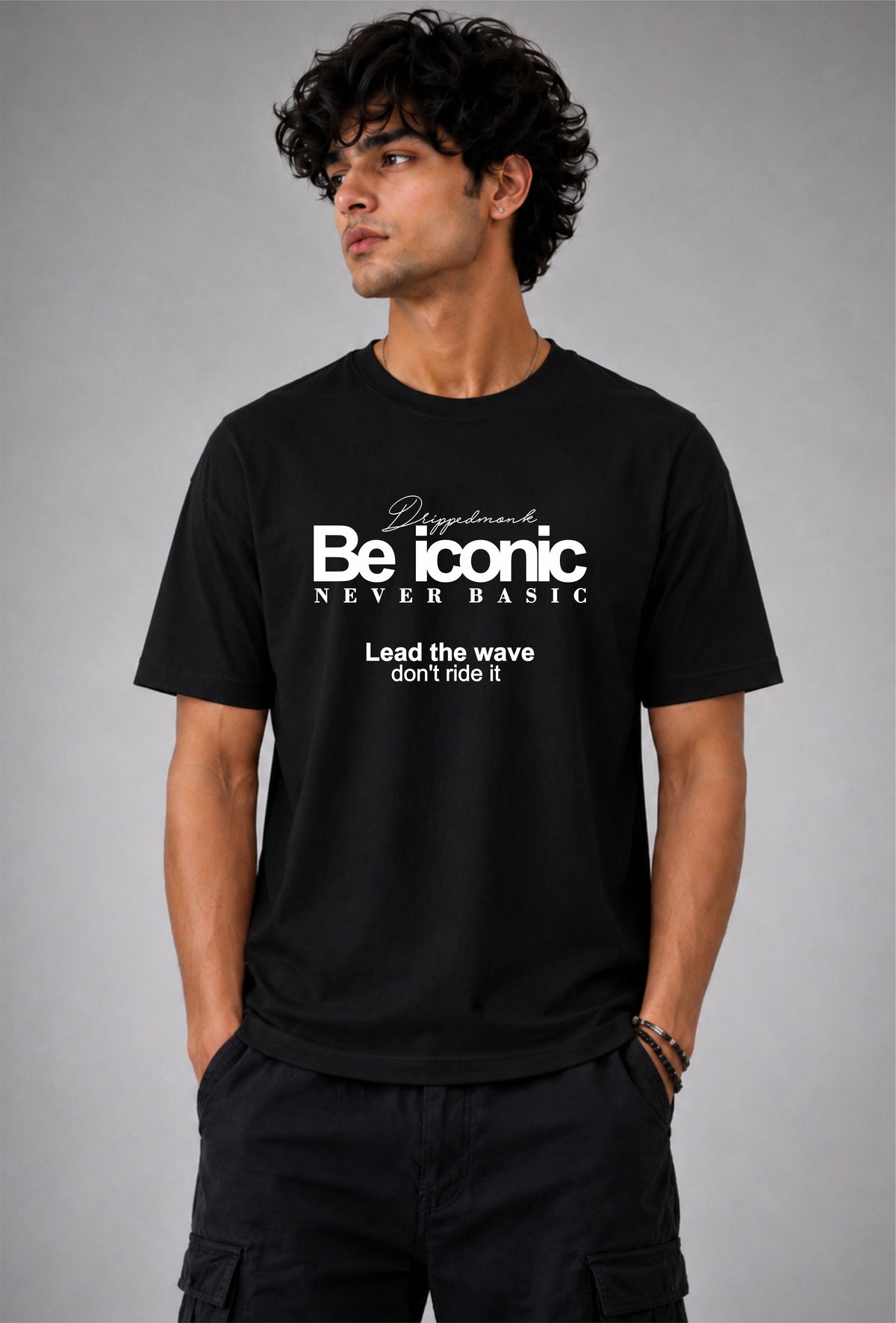 Be iconic Unisex Regular Fit Tee - Black/White