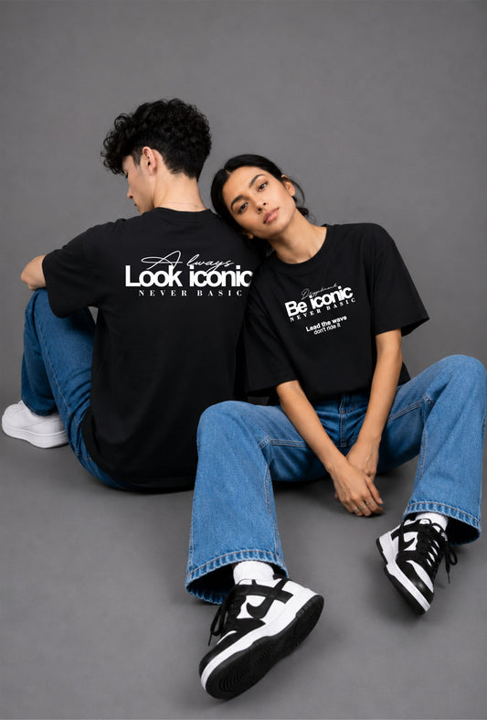 Be iconic Unisex Regular Fit Tee - Black/White