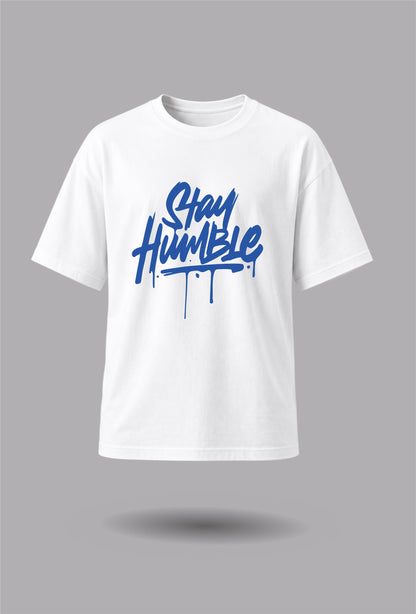 Stay humble Unisex Regular Fit Tee - White/Blue