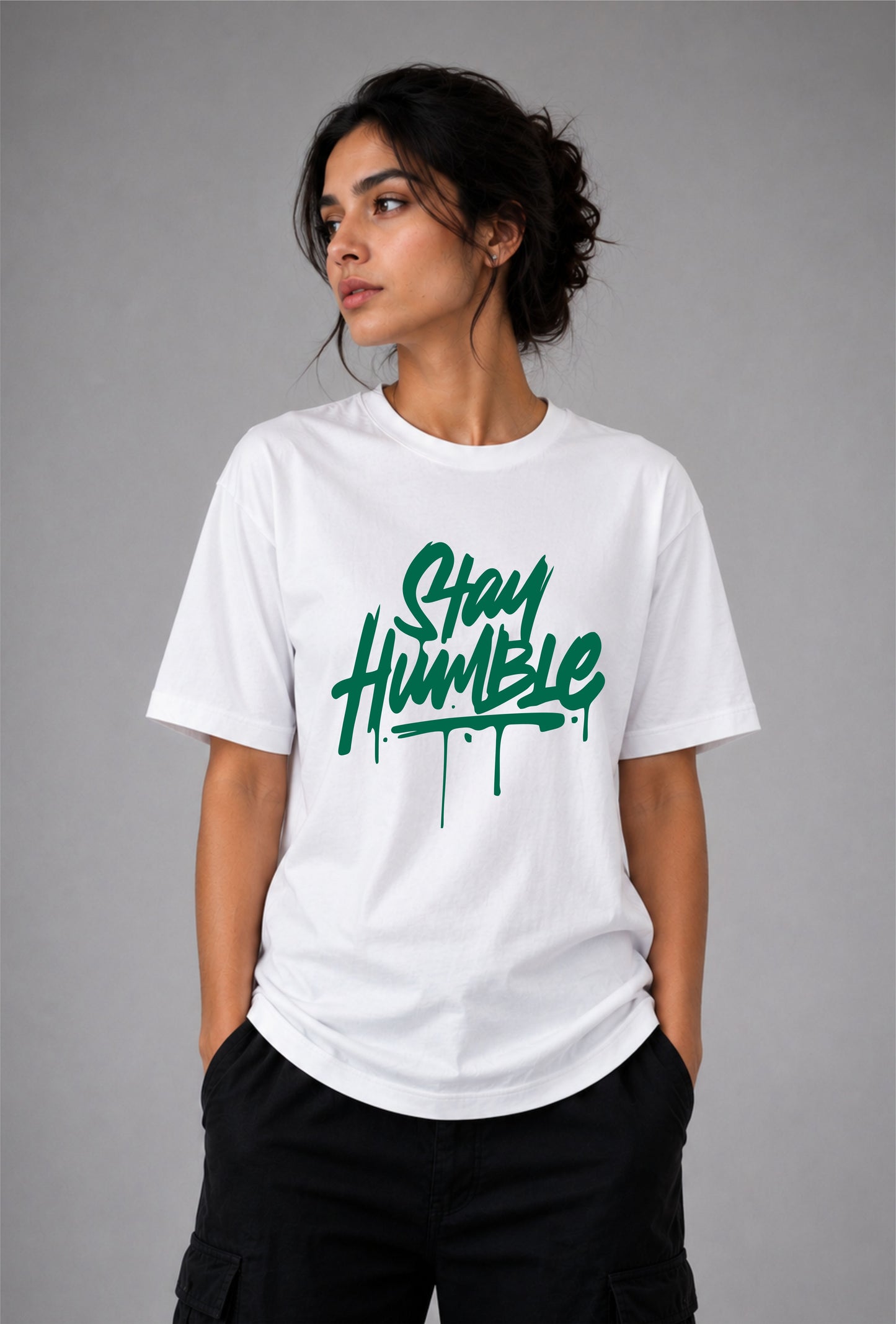 Stay humble Unisex regular Fit Tee - White/Green