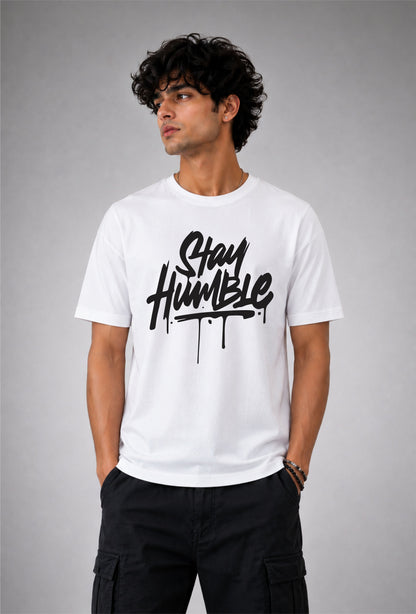 Stay humble Unisex Regular Fit Tee - White/Black