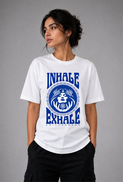 Inhale Exhale Unisex Regular Fit Tee - White