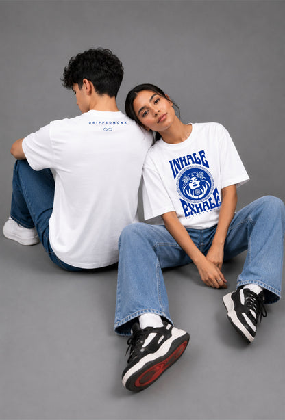 Inhale Exhale Unisex Regular Fit Tee - White
