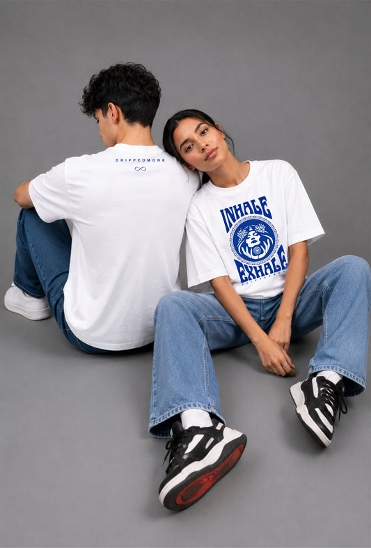 Inhale Exhale Unisex Regular Fit Tee - White