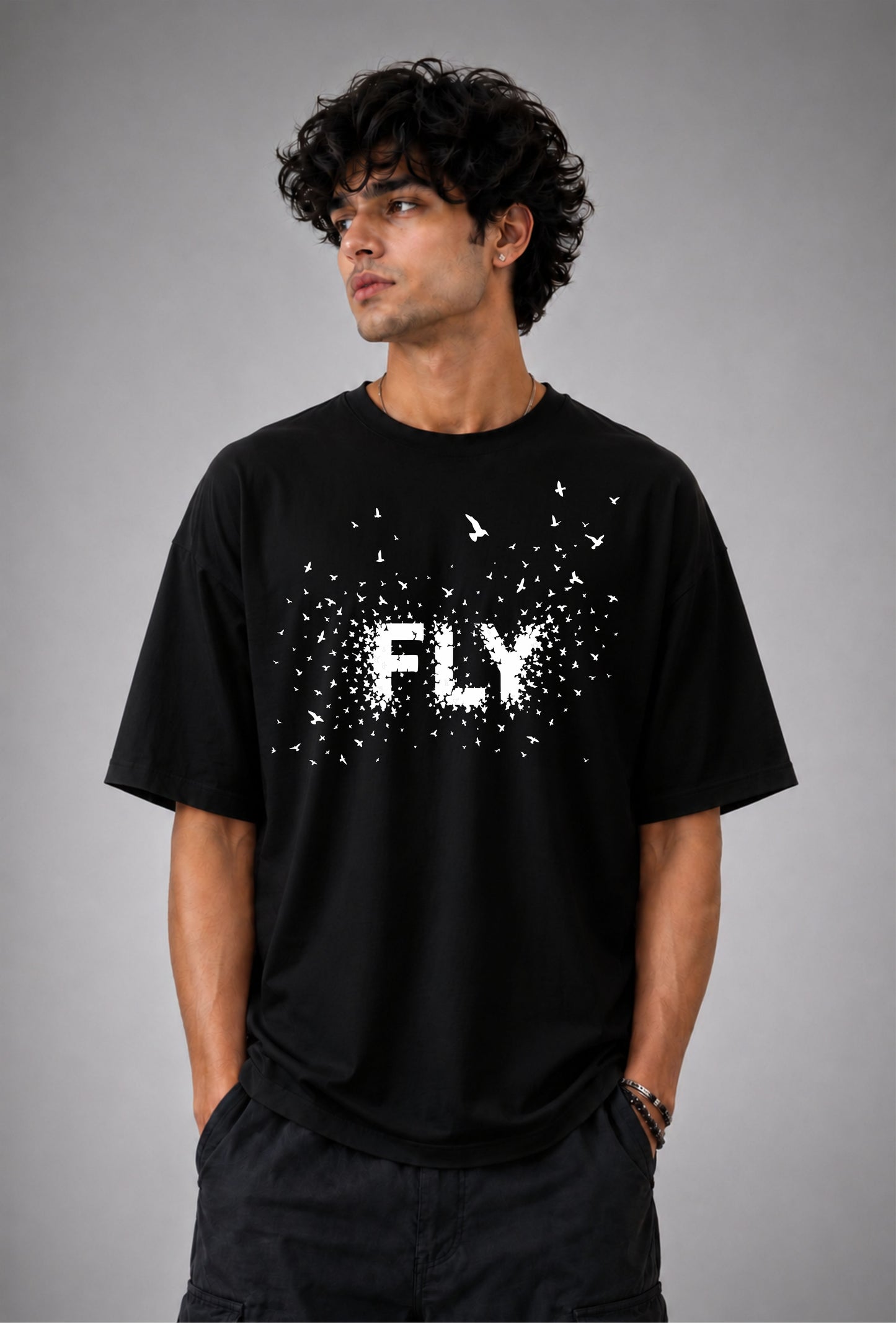 Fly Oversized Graphic Tee - Black
