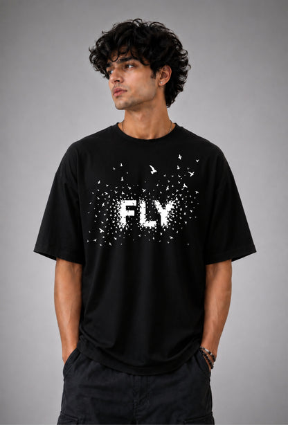 Fly Oversized Graphic Tee - Black