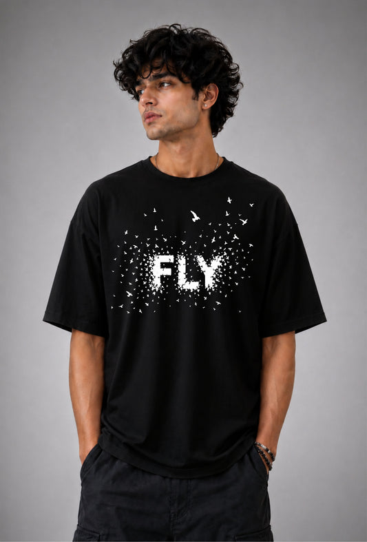 Fly Oversized Graphic Tee - Black