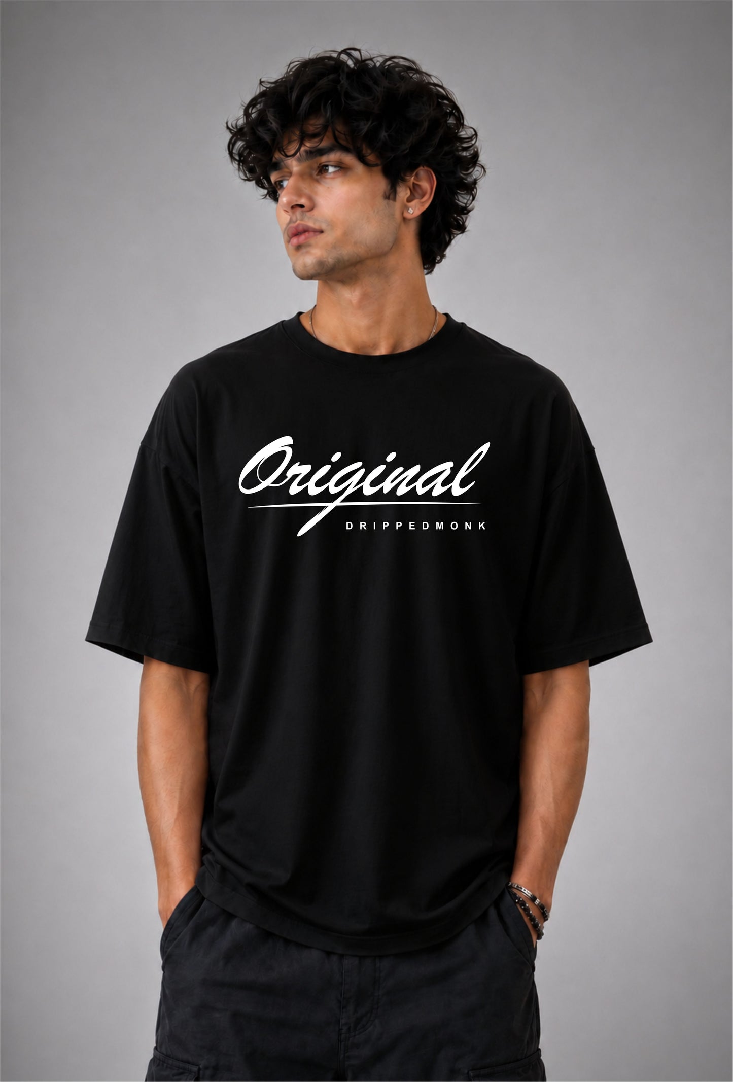 Drippedmonk Original Oversized Graphic Tee - Black
