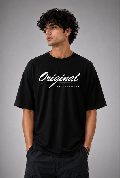 Drippedmonk Original Oversized Graphic Tee - Black