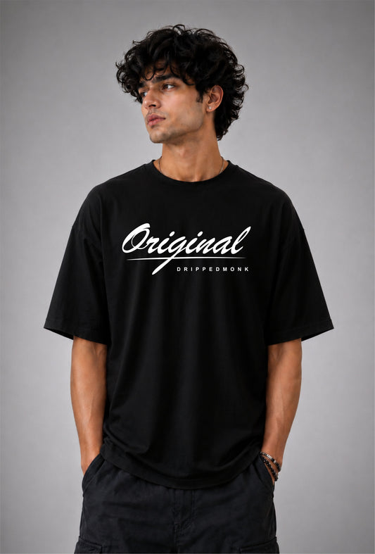 Drippedmonk Original Oversized Graphic Tee - Black