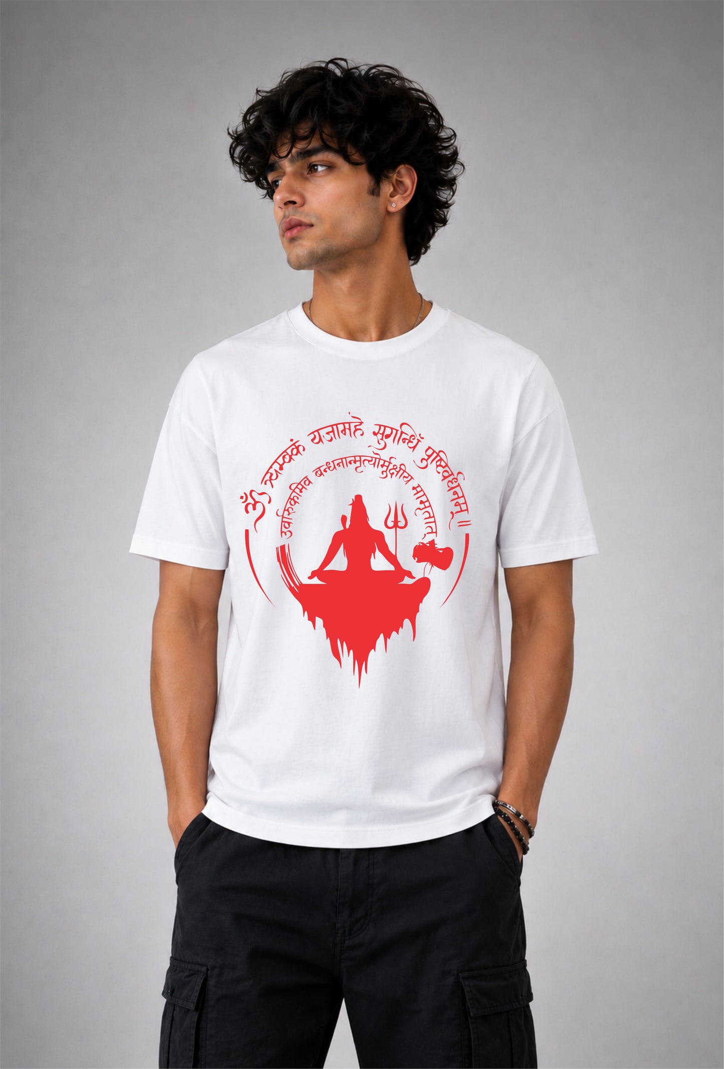 Shiva Dhyana Tee - Unisex Regular fit white