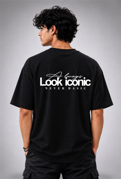 Be Iconic Oversized Graphic Tee - Black