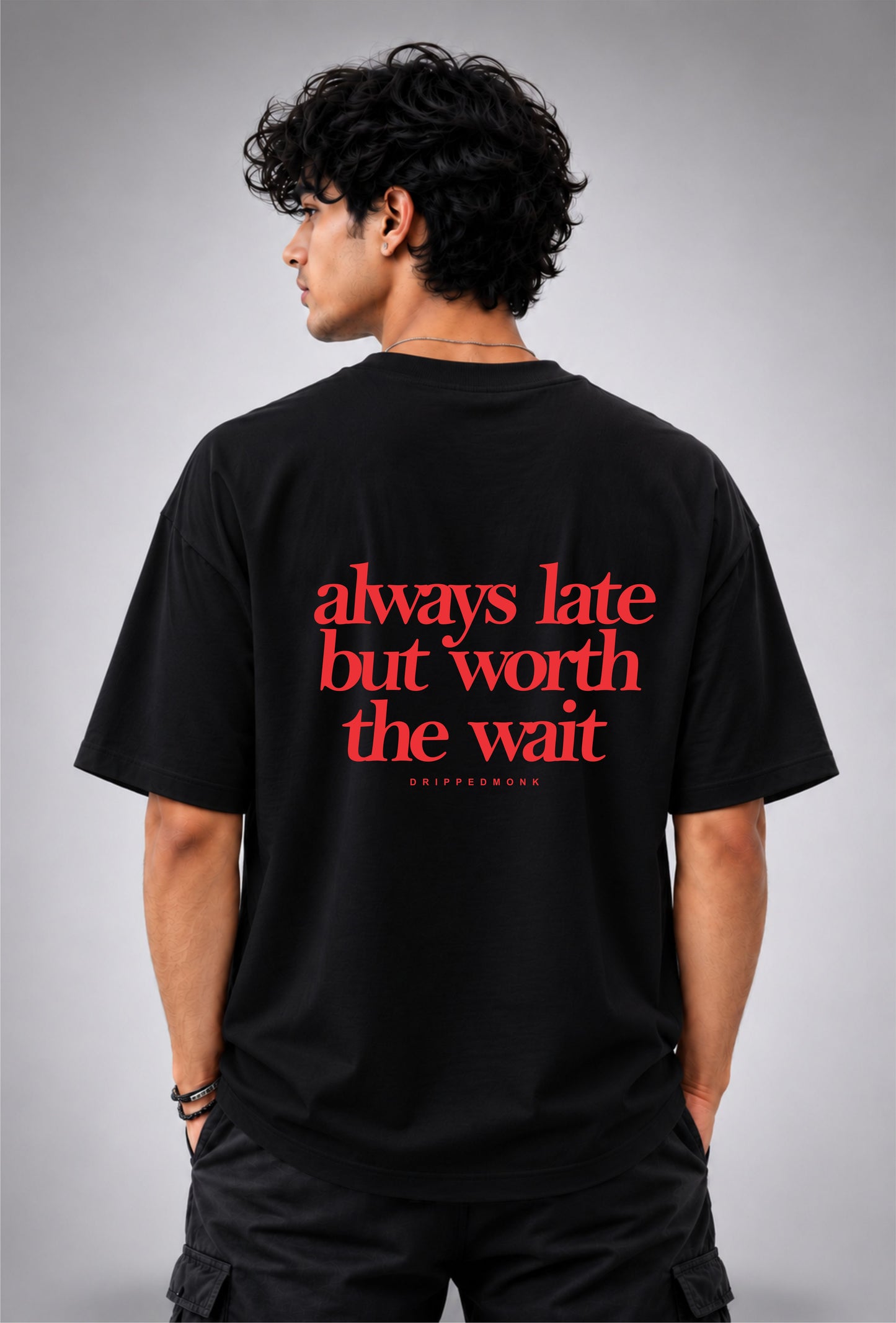 Worth The Wait Oversized Graphic Tee - Black