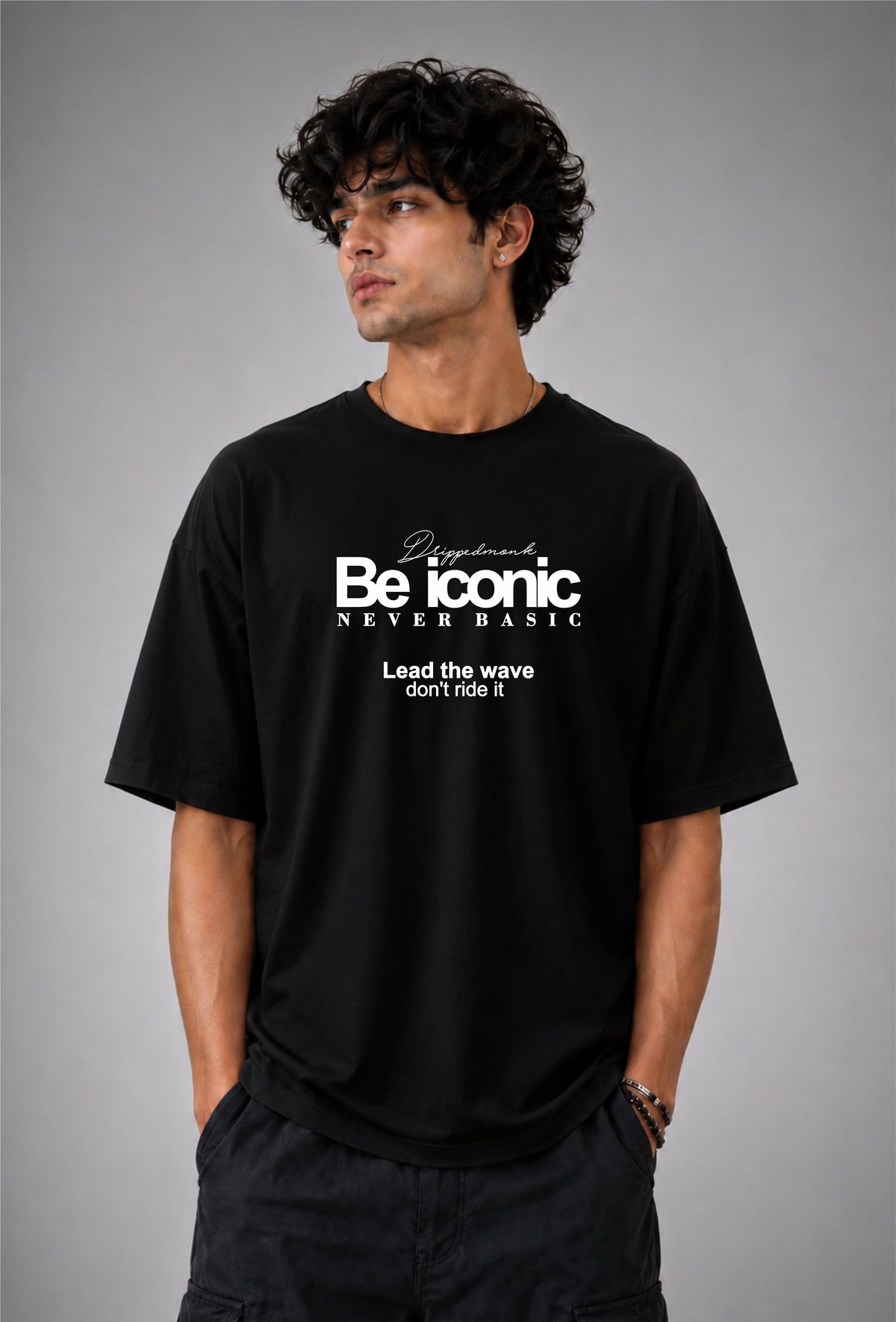 Be Iconic Oversized Graphic Tee - Black