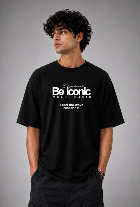 Be Iconic Oversized Graphic Tee - Black